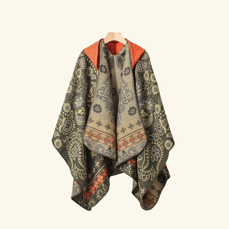 Vintage Paisley Kapuzen Cape Schal - image 6