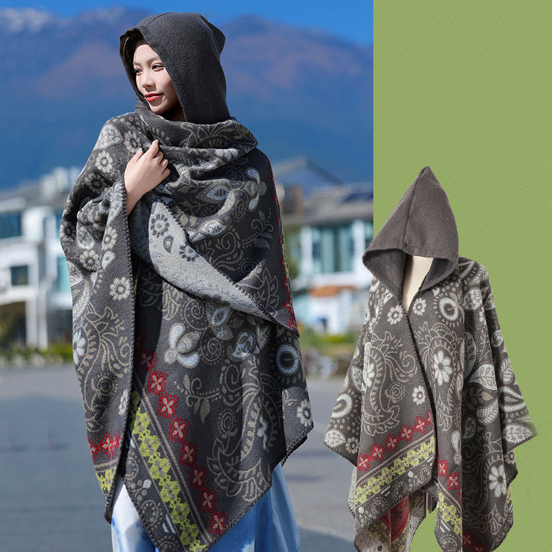 Vintage Paisley Kapuzen Cape Schal - image 3