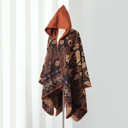 Vintage Paisley Kapuzen Cape Schal - Karamell - 135cm x 150cm - image 7