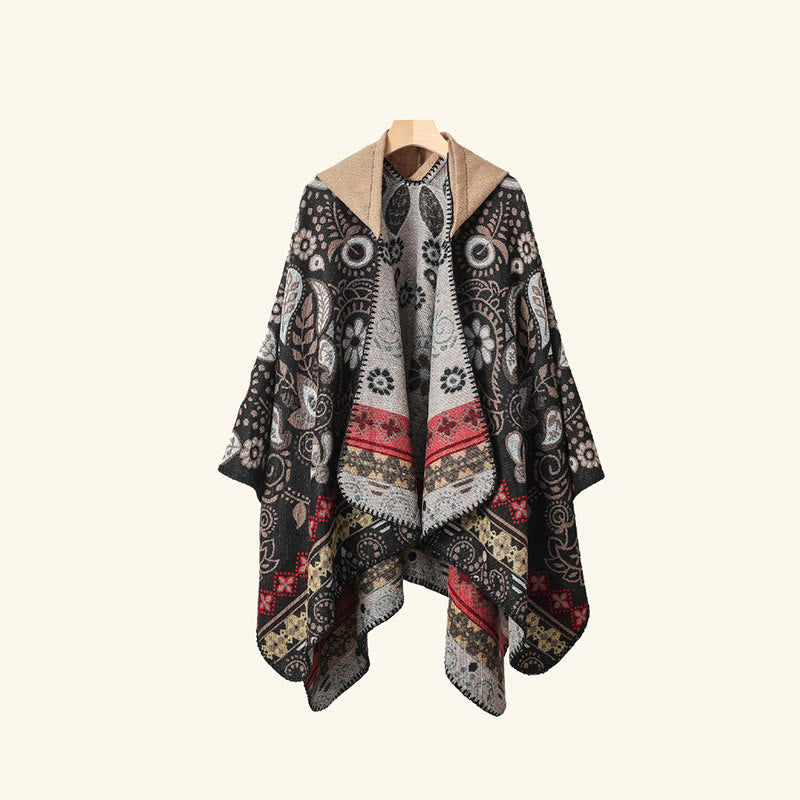 Vintage Paisley Kapuzen Cape Schal - image 4