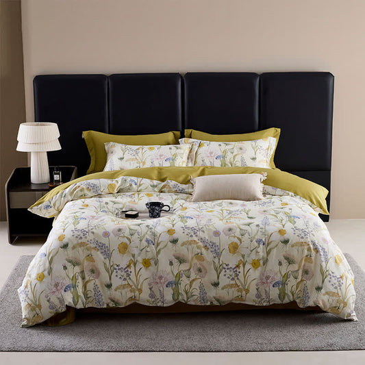 Ownkoti Bettwäscheset aus reiner Baumwolle mit frischem Blumenmuster (4-teilig) - 220cm x 240cm - image 0