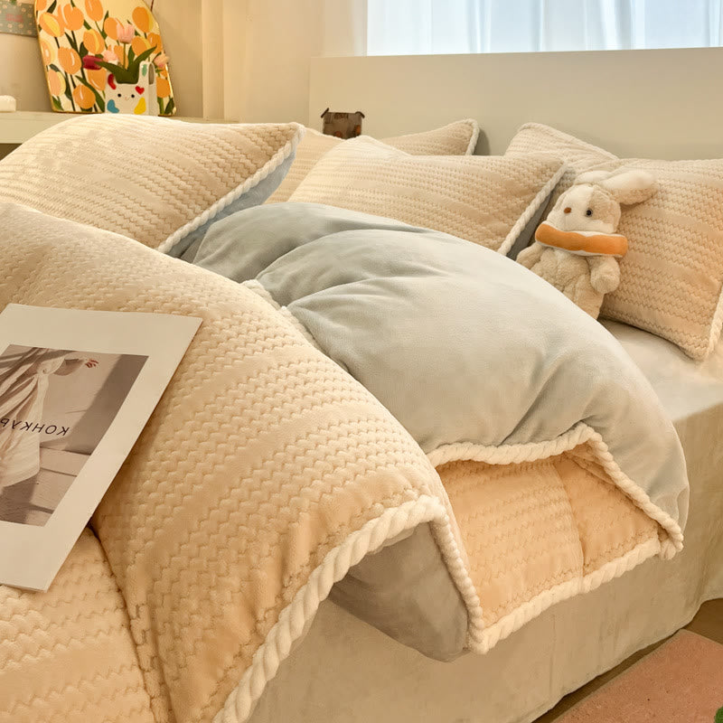 Luxuriöses Fleece-Winterbettwäscheset (4-teilig) - Aprikosengrau - Bettwäscheset (4-teilig) - König - image 35