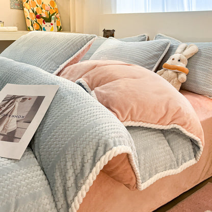 Luxuriöses Fleece-Winterbettwäscheset (4-teilig) - Blau&Rosa - Bettwäscheset (4-teilig) - König - image 34