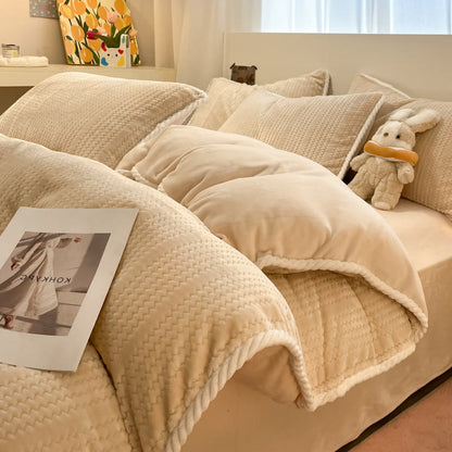Luxuriöses Fleece-Winterbettwäscheset (4-teilig) - Beige Aprikose - Bettwäscheset (4-teilig) - König - image 31