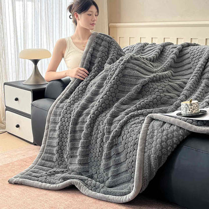 Ownkoti Plüschdecke mit geometrischer Struktur - Dunkelgrau - 200cm x 230cm - image 6