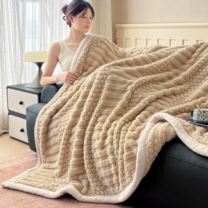 Ownkoti Plüschdecke mit geometrischer Struktur - Khaki - 200cm x 230cm - image 15