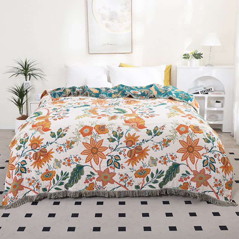 Ownkoti Wendedecke aus Baumwolle mit botanischem Blumenmuster - 230cm x 250cm - image 0