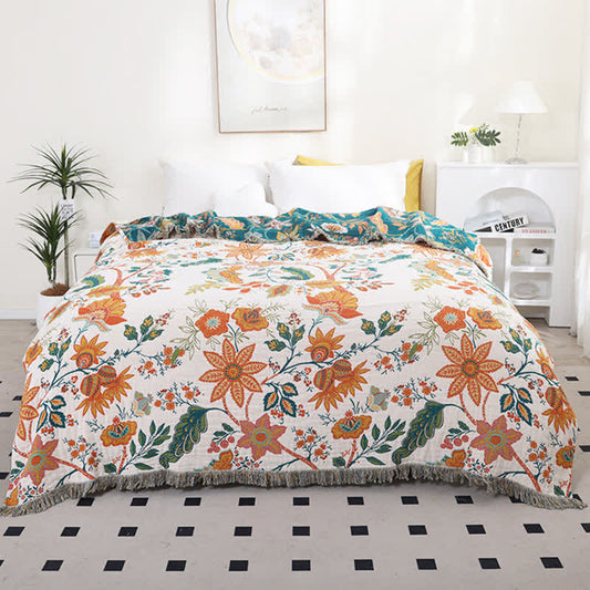 Ownkoti Wendedecke aus Baumwolle mit botanischem Blumenmuster - 230cm x 250cm - image 0