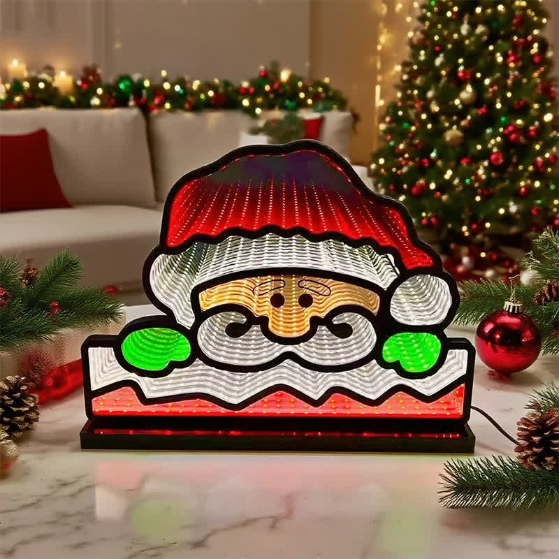 Ownkoti 3D-Weihnachtsnachtslampe mit Weihnachtsmanngesicht - 2 STÜCKE - 2" B x 12"L x 9" H - image 0
