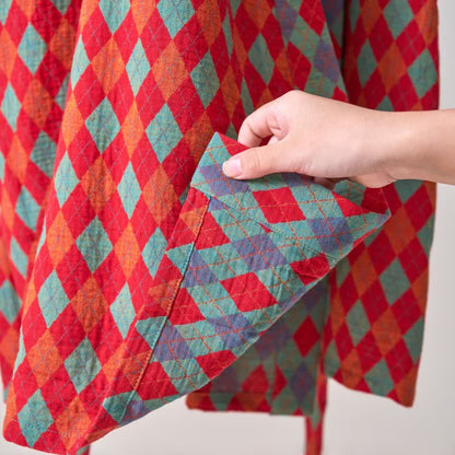 Ownkoti – Klassischer Kimono-Bademantel aus Baumwollgaze mit Rautenmuster - image 9