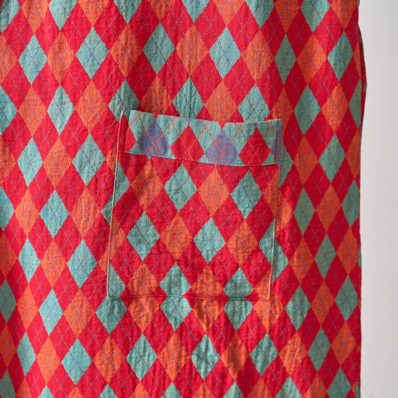 Ownkoti – Klassischer Kimono-Bademantel aus Baumwollgaze mit Rautenmuster - image 7