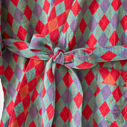Ownkoti – Klassischer Kimono-Bademantel aus Baumwollgaze mit Rautenmuster - image 14