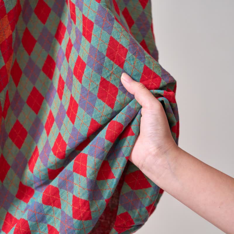 Ownkoti – Klassischer Kimono-Bademantel aus Baumwollgaze mit Rautenmuster - image 15