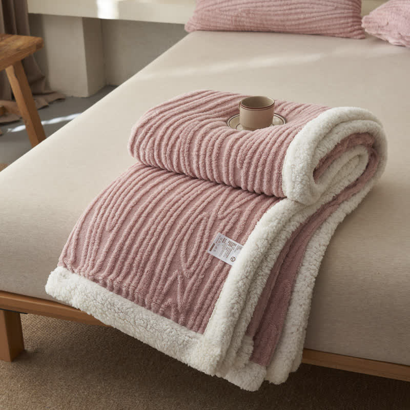 Ownkoti – Jacquard-Sherpa-Decke mit Baummuster - Rosa - 200cm x 230cm - image 0