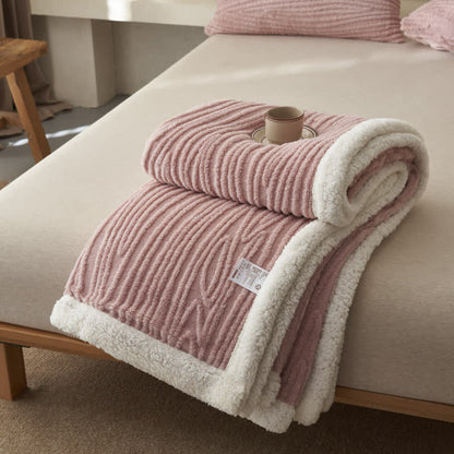 Ownkoti – Jacquard-Sherpa-Decke mit Baummuster - Rosa - 200cm x 230cm - image 0