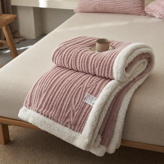 Ownkoti – Jacquard-Sherpa-Decke mit Baummuster - Rosa - 200cm x 230cm - image 0