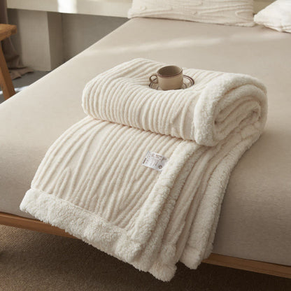 Ownkoti – Jacquard-Sherpa-Decke mit Baummuster - Weiß - 200cm x 230cm - image 14