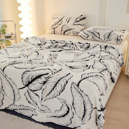 Ownkoti Bananenblatt-Jacquard-Überwurfdecke - Weiß - 200cm x 230cm - image 7