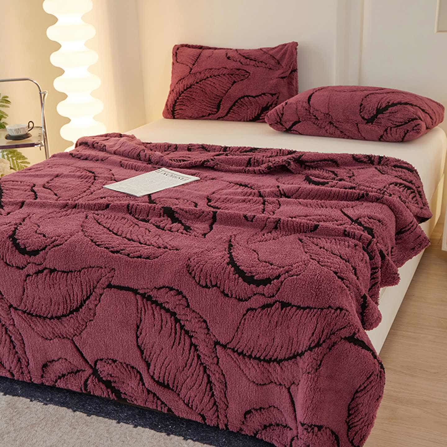 Ownkoti Bananenblatt-Jacquard-Überwurfdecke - Lila - 200cm x 230cm - image 8