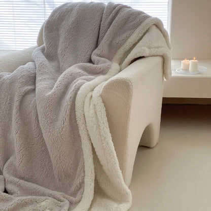 Ownkoti Bow Sherpa Wende-Überwurfdecke - Hellgrau - 200cm x 230cm - image 0