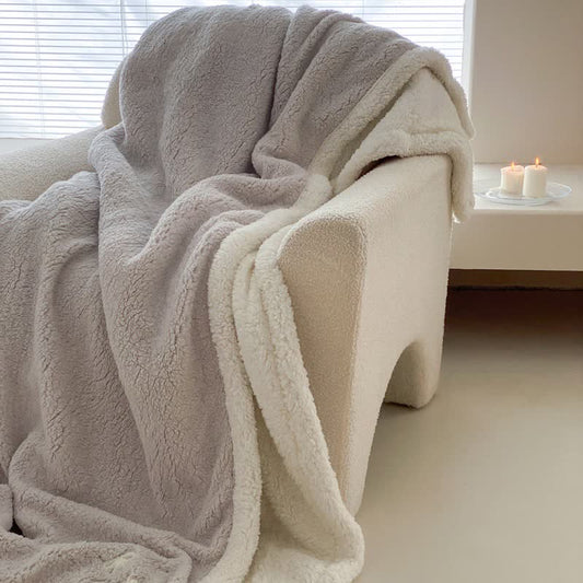 Ownkoti Bow Sherpa Wende-Überwurfdecke - Hellgrau - 200cm x 230cm - image 0