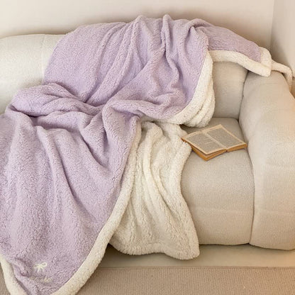 Ownkoti Bow Sherpa Wende-Überwurfdecke - Hellviolett - 200cm x 230cm - image 18