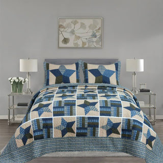 Ownkoti Vintage Star Patchwork Baumwolldecke - 210cm x 260cm - image 0
