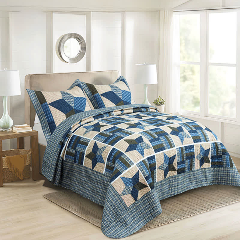 Ownkoti Vintage Star Patchwork Baumwolldecke - image 1