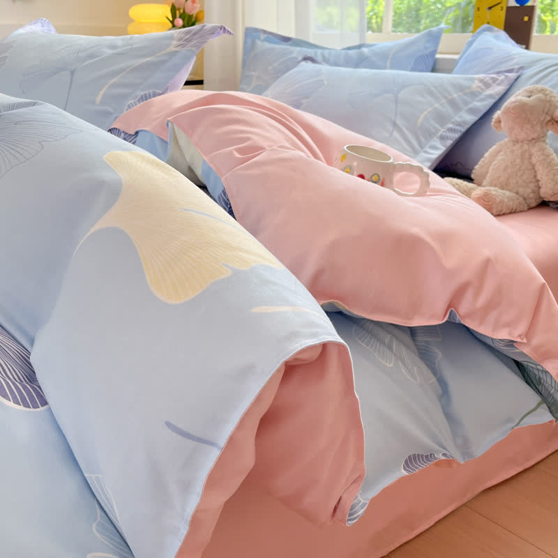 Ownkoti Tranquil Ginkgoblatt-Bettwäsche aus Baumwolle, wendbar - Blau - Bettwäsche-Set - 220cm x 240cm - image 2