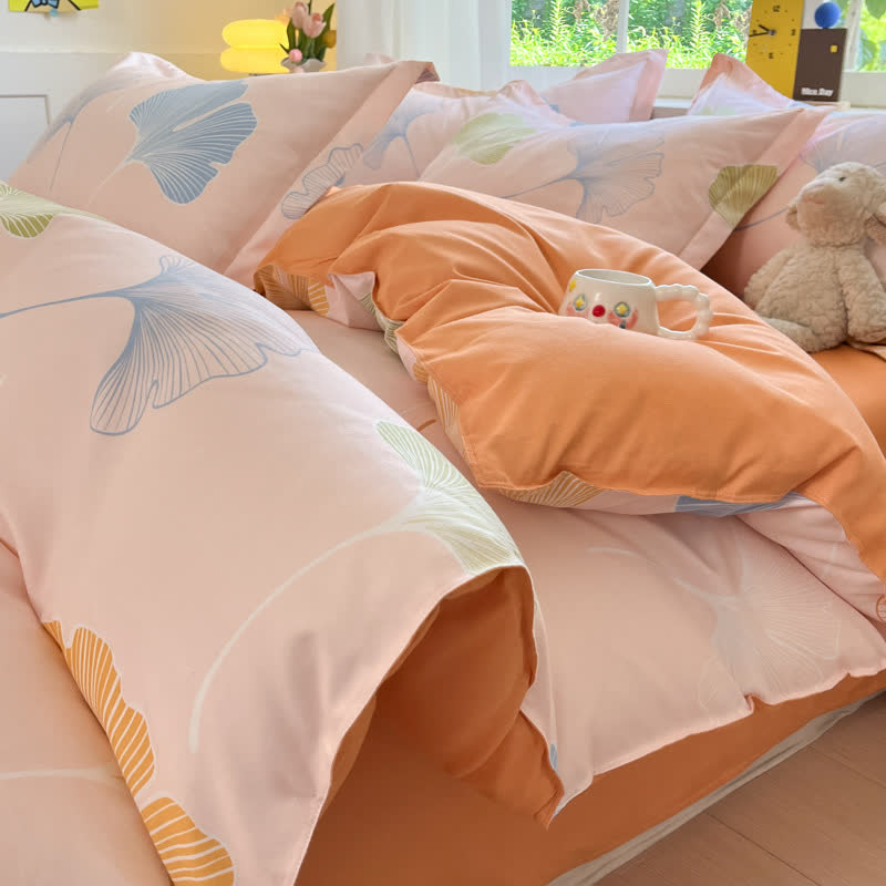 Ownkoti Tranquil Ginkgoblatt-Bettwäsche aus Baumwolle, wendbar - Orange - Bettwäsche-Set - 220cm x 240cm - image 0