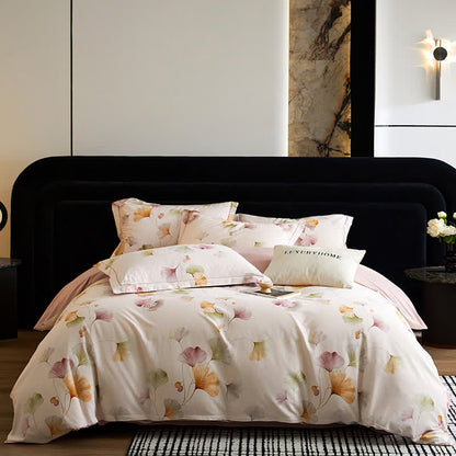 Ownkoti Elegantes Ginkgo-Bettwäscheset aus gebürsteter Baumwolle (4-teilig) - Hellviolett - 220cm x 240cm - image 3