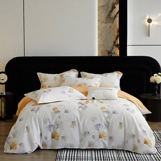 Ownkoti Elegantes Ginkgo-Bettwäscheset aus gebürsteter Baumwolle (4-teilig) - Weiß - 220cm x 240cm - image 0