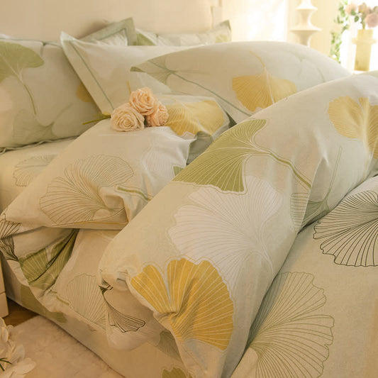 Ownkoti Frisches Ginkgo-Bettwäscheset aus Baumwolle (4-teilig) - 220cm x 240cm - image 0