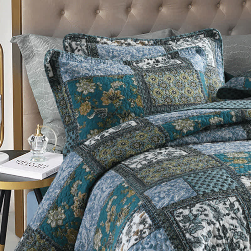 Ownkoti Vintage-Bettdecke aus Baumwolle mit Blumenmuster - image 2