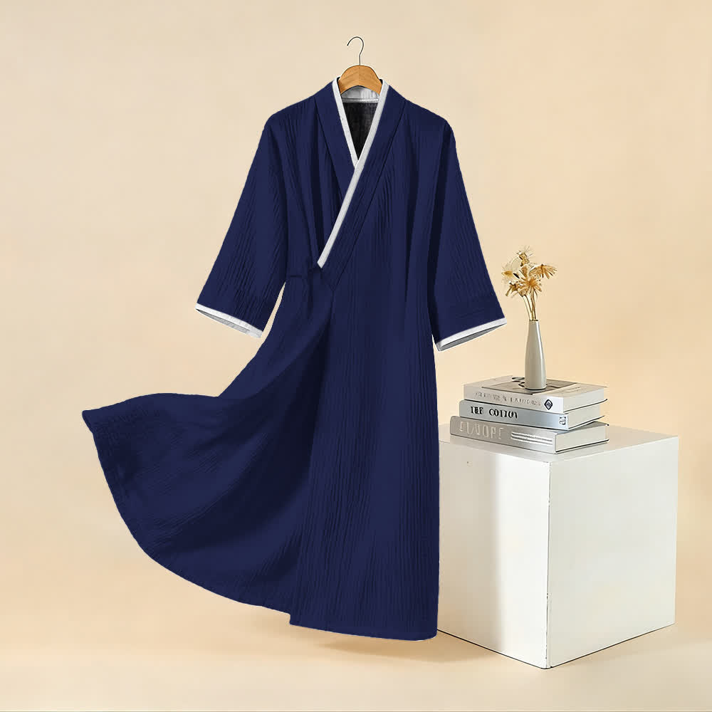 Unisex Minimalistischer Kimono-Bademantel aus Baumwollgaze - image 3