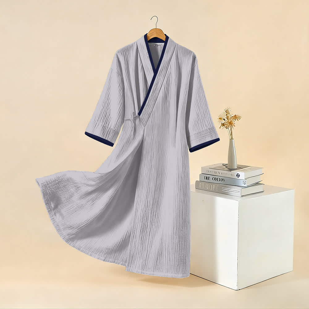 Unisex Minimalistischer Kimono-Bademantel aus Baumwollgaze - image 13