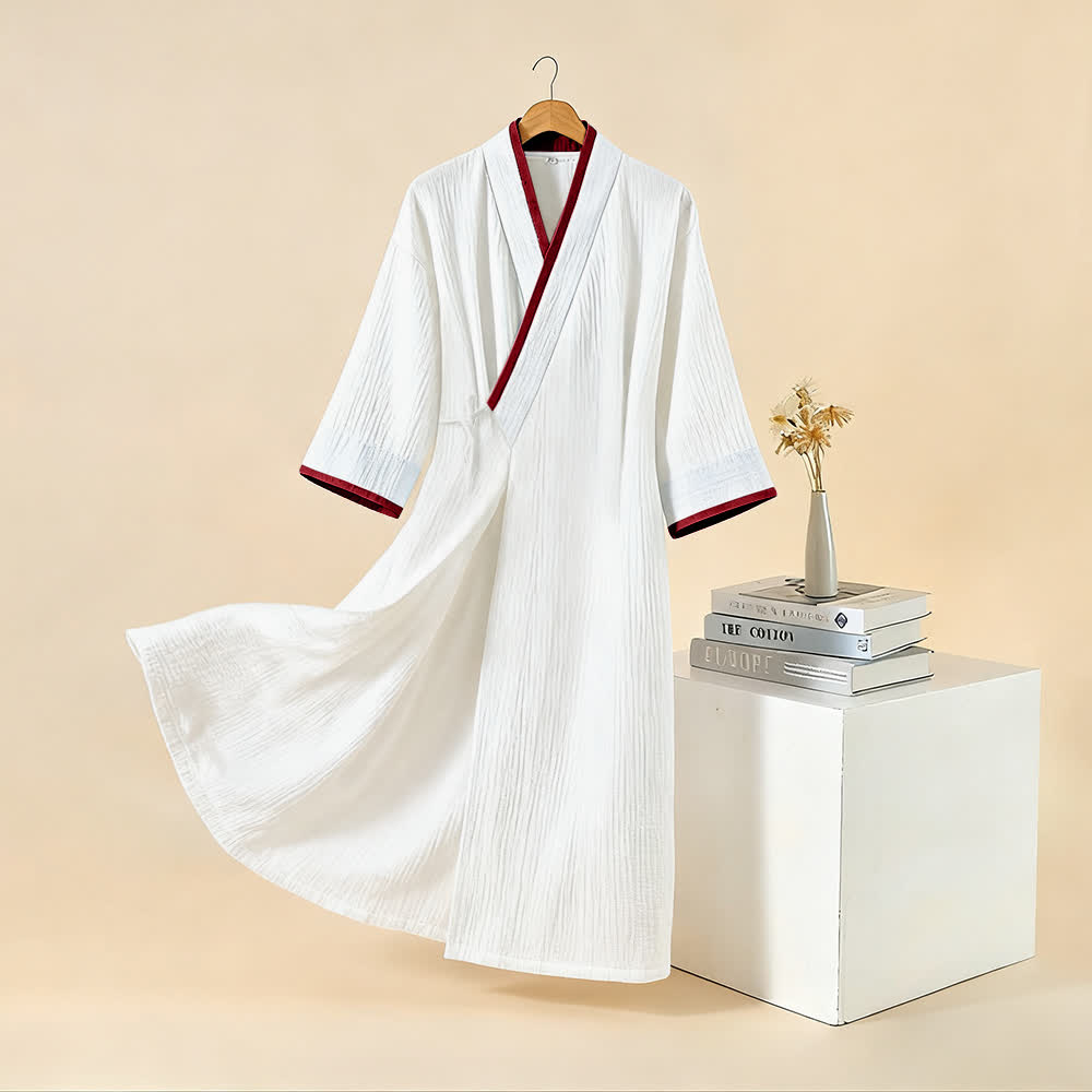 Unisex Minimalistischer Kimono-Bademantel aus Baumwollgaze - image 17
