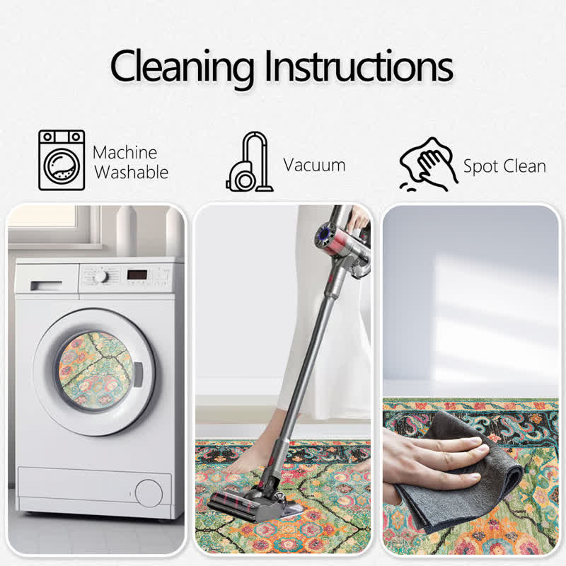 Ownkoti Lebhafter Vintage-Bohemian-Grüner Teppich - image 5