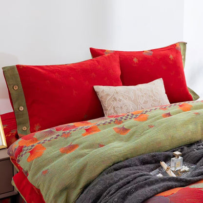 Ownkoti Bettwäsche aus reiner Baumwollgaze mit Ginkgoblatt-Motiv (4-teilig) - image 2