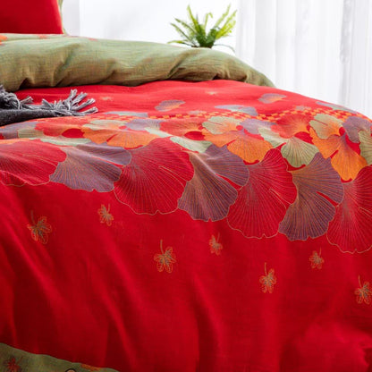 Ownkoti Bettwäsche aus reiner Baumwollgaze mit Ginkgoblatt-Motiv (4-teilig) - image 3