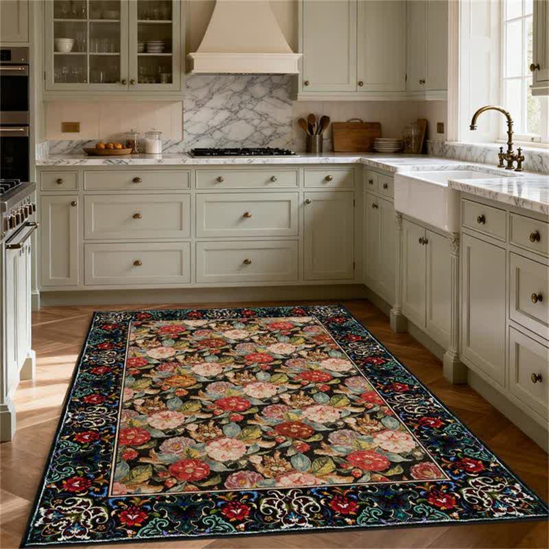 Ownkoti Teppich für den Innen- und Außenbereich mit dunklem Blumenmuster - image 2