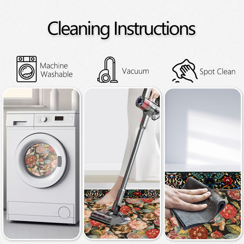 Ownkoti Teppich für den Innen- und Außenbereich mit dunklem Blumenmuster - image 10