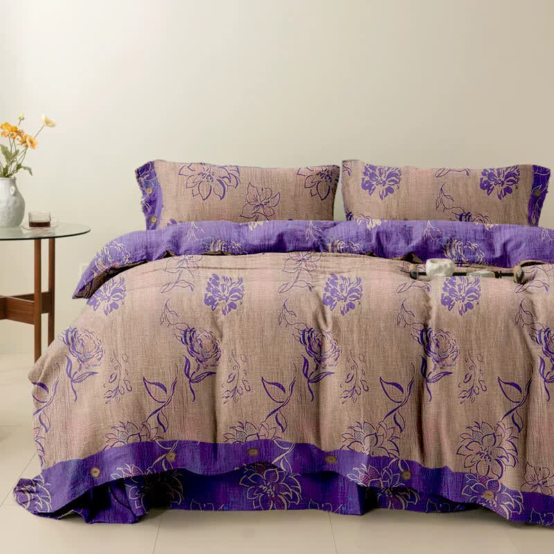 Ownkoti Wendebettwäsche-Set aus Baumwolle mit künstlerischem Pfingstrosenmotiv (4-teilig) - Rosa - 250cm x 266cm - image 4