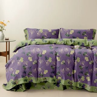 Ownkoti Ginkgo Baumwoll-Wendebettwäsche-Set (4-teilig) - Lila - 250cm x 266cm - image 0