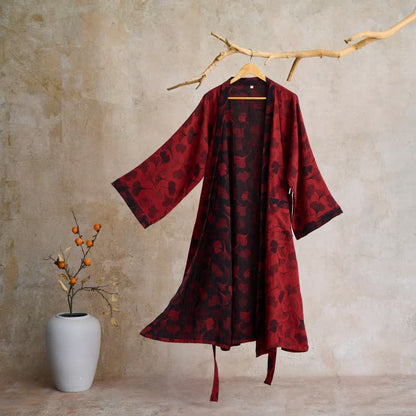 Kimono-Bademantel aus Ginkgo-Biloba-Baumwolle - image 13