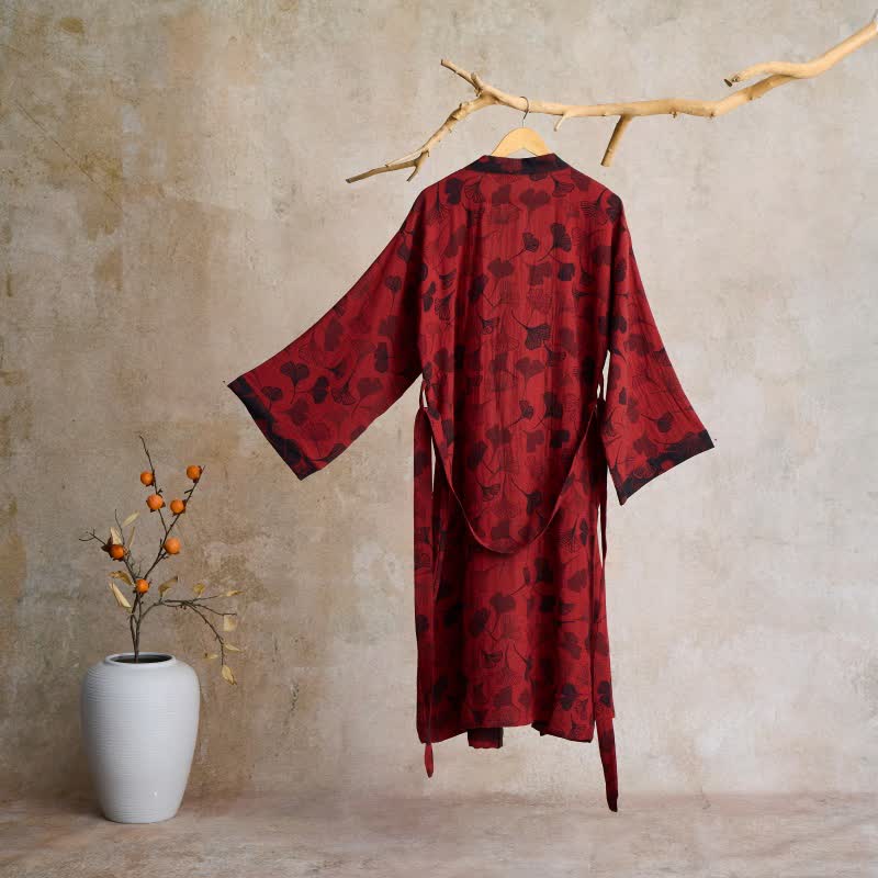 Kimono-Bademantel aus Ginkgo-Biloba-Baumwolle - image 14