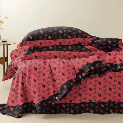 Ownkoti Timeless Ginkgo Baumwoll-Gaze Bettwäsche-Set (4-teilig) - image 6