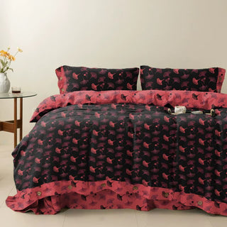 Ownkoti Timeless Ginkgo Baumwoll-Gaze Bettwäsche-Set (4-teilig) - Schwarz - 250cm x 266cm - image 0
