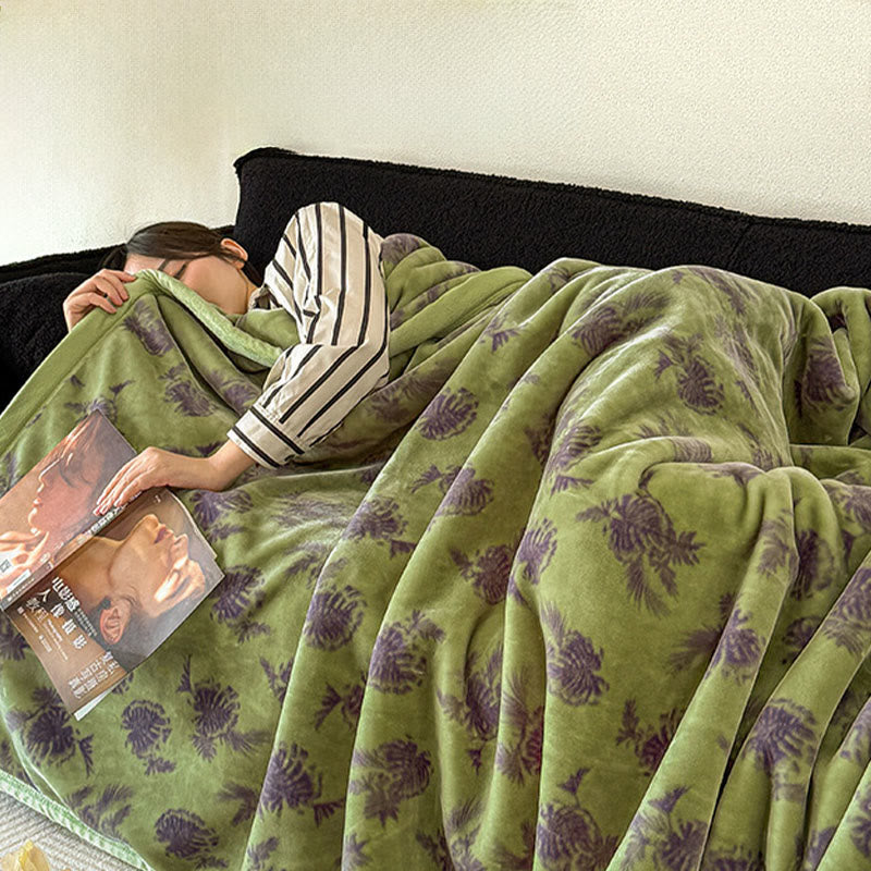 Flanell-Überwurfdecke mit tropischem Blättermuster - image 1