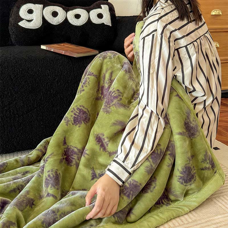 Flanell-Überwurfdecke mit tropischem Blättermuster - image 3